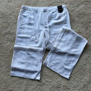 NY & Co White Linen Blend Straight Leg Pants NWT Size S
